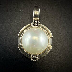 Michael Dawkins Pendant Enhancer Pearl Mabe Modern Sterling Silver 925 Round QVC